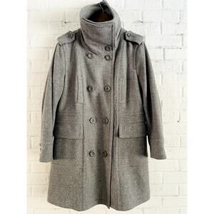 Eddie Bauer Women’s XXL Gray Wool Blend Double-Breasted Peacoat Military Coat